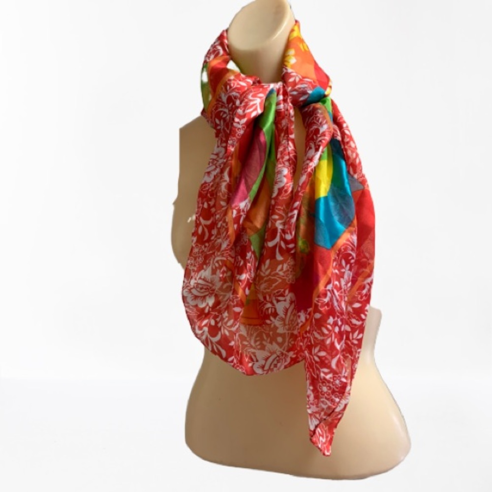 VINTAGE FLORAL AND STRIPE SCARF WRAP BY BERKSHIRE - Picture 2 of 4
